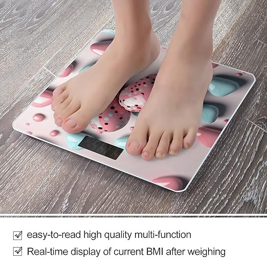 Heart Shaped Shape Weight Scale Digital Electronic Scales Bathroom Scale Larg LCD Backlight Display High Precision MeasurementsTempered Glass