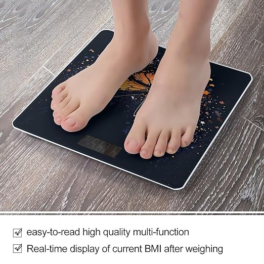 Butterfly Wave Scale for Body Weight Highly Accurate Digital Bathroom Scale Sturdy Tempered Glass Weighing Scales with LCD Display Fashion Body Fat Smart Scales 400lb