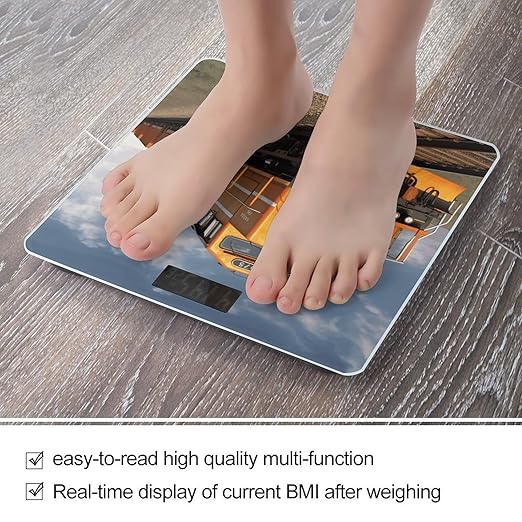Freight Train Scale for Body Weight High Precision Digital Weight Scales with LCD Display Anti-Slip Sturdy Slim Tempered Glass Bathroom Scale for Home Use