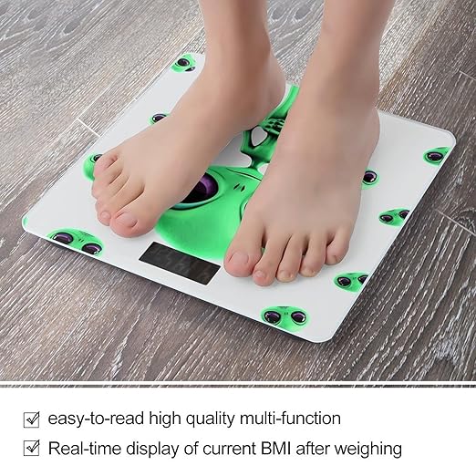 Digital Bathroom Scale for Body Weight Scale with Bright LCD Display High Accuracy Step-On Technology Auto On/Off Green Alien_74804394 Digital Scales 400 Lbs /180kg