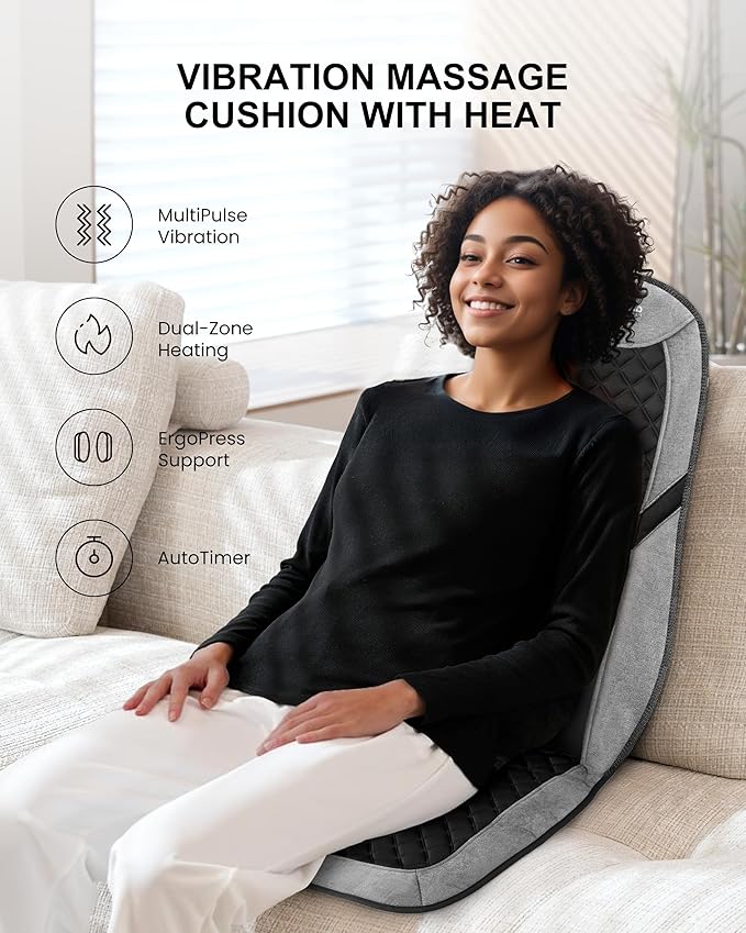 COMFIER Back Massager with HeatMassage Chair PadMassage Seat Cushion with Adjustable Lumbar SupportBack Massage for Pain ReliefChair Massager for ReclinerGifts for Women Men Mom Dad