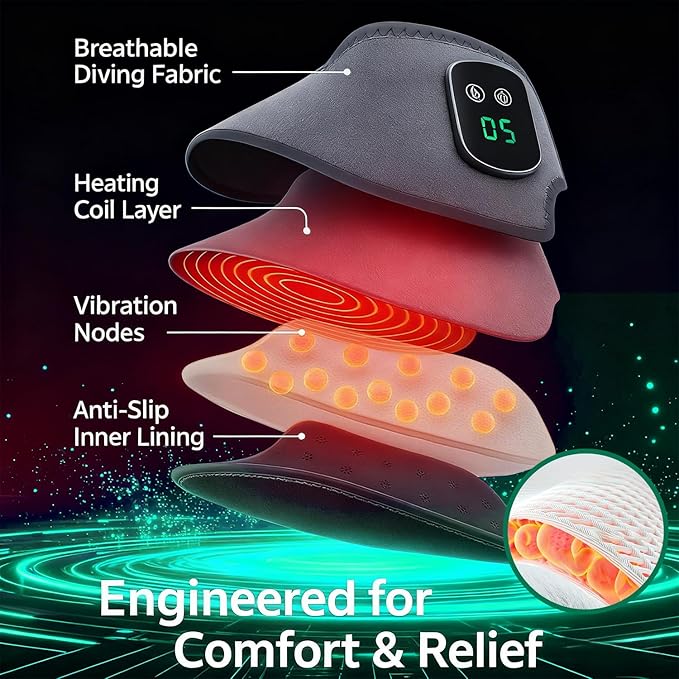 Ankle Massager for Pain Relief with Hot Compress Function 3-Level Adjustable Heat &amp Vibration Smart Timer Touch Screen Compact &amp Portable for All Ages (2 pcs)