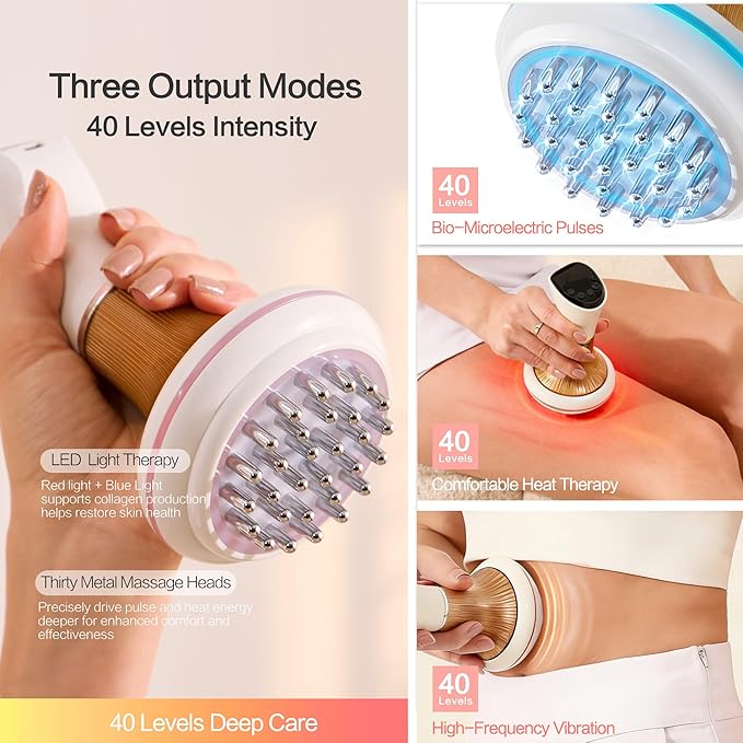 Lymphatic Massager for Lymphatic Drainage Massage &amp Anti Cellulite Massage Lymphatic Drainage Massager Tool 40 Intensity Heated-EMS-Vibration with Red Light Therapy