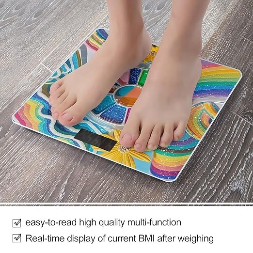 Rainbow Palette Scale for Body Weight Highly Accurate Digital Bathroom Body Scale Digital Bathroom Scales for People Anti-Slip Large LCD Display Smart Scales