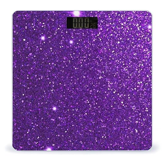 Automatic Switch Digital Bathroom Weighing Scale Smart Scale for Body Weight Purple Glitter Sparkle Texture