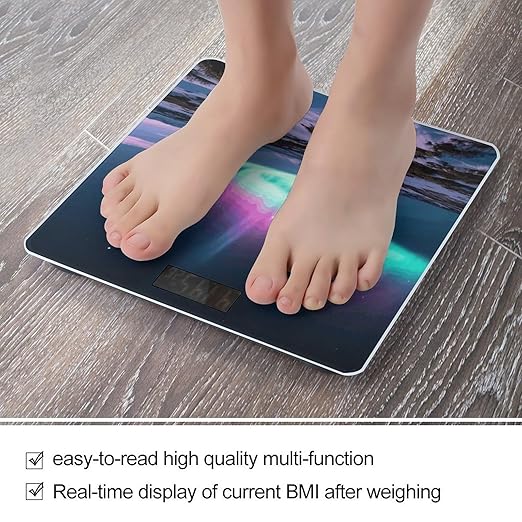 Aurora Weight Scale Cute Bathroom Scale for Body Highly Accurate Digital Weighing Machine for People Compact LCD Display Scales with Sturdy Toughened Glass Scales