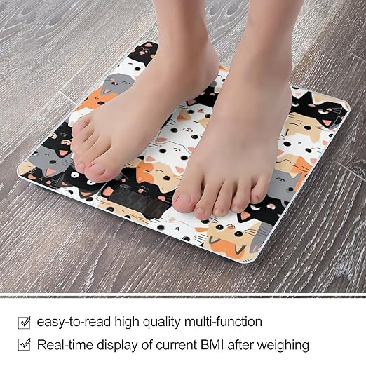 Women's Fashion Automatic Switch Digital Bathroom Weighing Scale Smart Scale Cute Cat Kitten Head Cartoon Cats