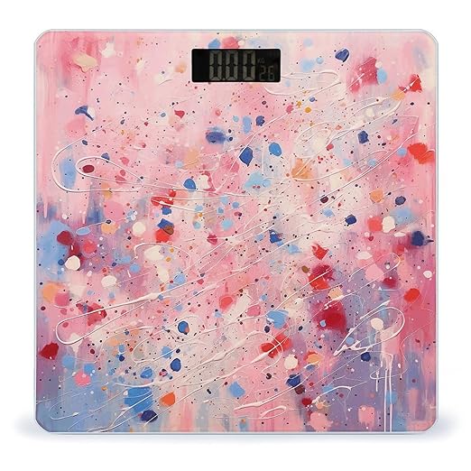 Red and Light Peach Smart Scale for Body Weight Accurate Bathroom Scale with LED Display Digital Weight Scales Weighing Machine High Precision Scales for Bath Home