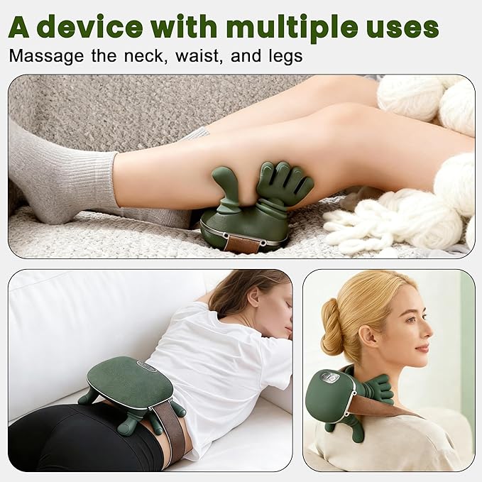 Neck Massager for Pain Relief Deep Tissue 4D Kneading Massage Quiet &amp Portable Lightweight 3-Speed Adjustment Cordless Neck and Shoulder Massager with Heat Electric Hand Massager for Muscle