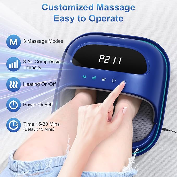 H&ampB Luxuries Shiatsu Foot Massager for Foot Pain Relief Electric Heated Foot Massager Deep Tissue Kneading Feet Forefoot Massage Machine Compression Ideal for Men Women Parents and The Elderl