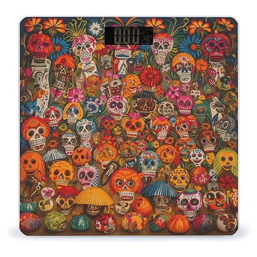 Mexican Folk Art Bathroom Scale for Body Weight 400 Lb Weight Scale with High Precision Sensors Tempered Glass Highly Accurate Digital Weighing Machine for People
