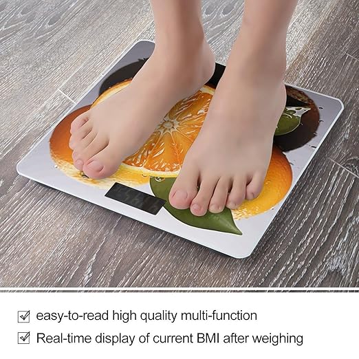 Orange Scale for Body Weight Precision Bathroom Weighing Scales with Back Lit LCD Display Sturdy Tempered Glass Body Weight Scales Digital Bathroom Scale 400lb