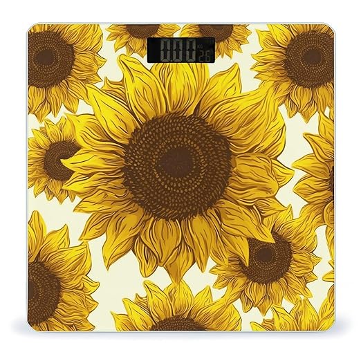 Sunflower Scale for Body Weight Highly Accurate Digital Bathroom Scale Sturdy Tempered Glass Weighing Scales with LCD Display Fashion Body Fat Smart Scales 400lb