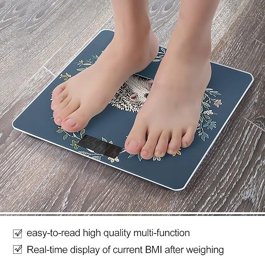 Cute Little Hedgehog Scale for Body Weight Accurate Digital Bathroom Scale Toughened Glass High Precision Scales Smart Weight Scales with Large LCD Backlight Display Weighing Machine