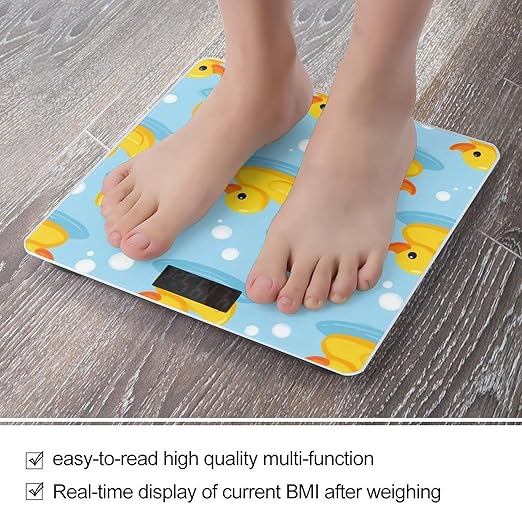 Women's Fashion Automatic Switch Digital Bathroom Weighing Scale Smart Scale Yellow Rubber Duck Print