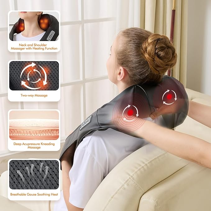 Neck and Shoulder Massager for Shoulder Massage and Neck Massage Shiatsu Neck Massager with Heat Shiatsu Back Massager for Office &amp Home Use Birthday Gifts for Him Her (Parents/Friends)