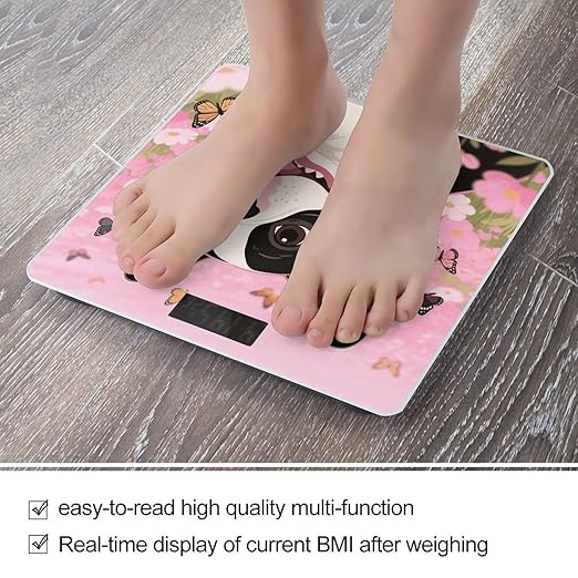 Cartoon Dogs Face Weight Scale Cute Bathroom Scale for Body Highly Accurate Digital Weighing Machine for People Compact LCD Display Scales with Sturdy Toughened Glass Scales