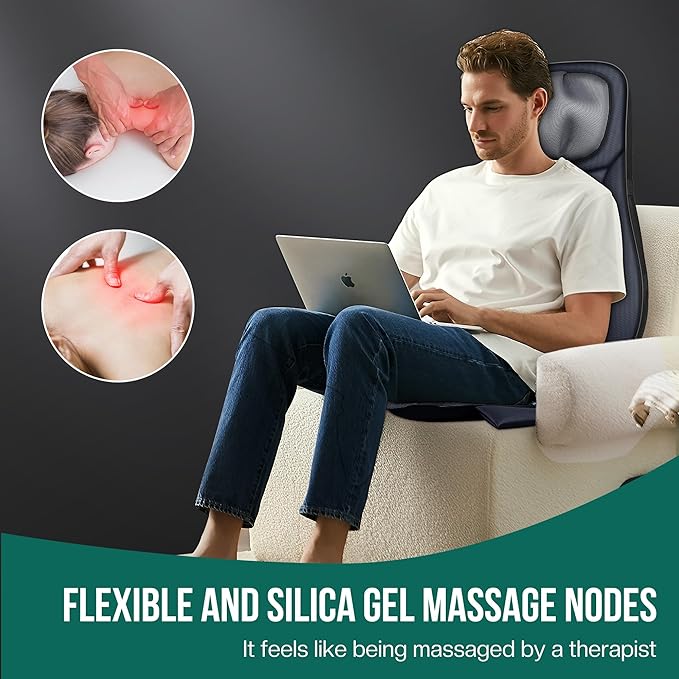Snailax Shiatsu Neck Back Massager with Heat Full Body Massage Chair Pad with Adjustable Height Deep Kneading &amp Rolling Massage Seat Cushion for Back Pain APP Control Seat Chair Massager Gifts