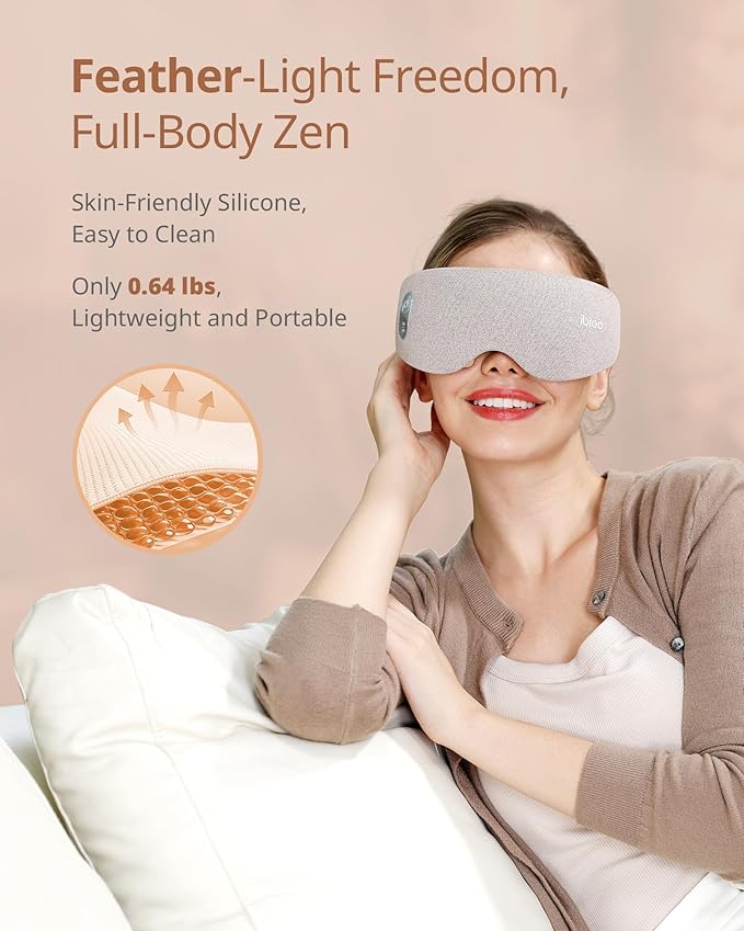 Eye Massager with 2 Level Heat &amp Cool 150 Mins Uses 3 Modes &amp 14 Vibration Heads Heated Eye Mask with Bluetooth Music for Migraine Eye Strain Puffiness and Dry Eye Relief Eyes Care for Wo