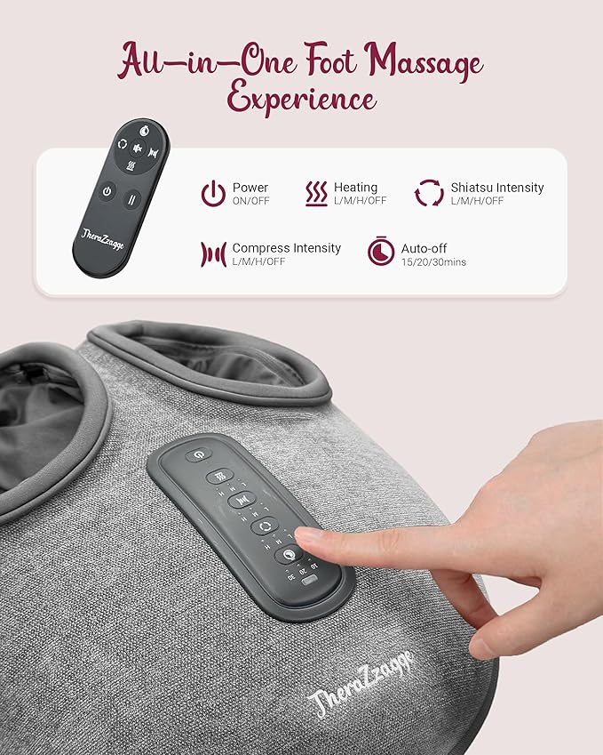 Shiatsu Foot Massager with Heat [2026 Upgraded] Gifts for Him Her FSA Eligible Deep Kneading Compression Remote Control HSA Feet Massage for Plantar Fasciitis Fits Size 14