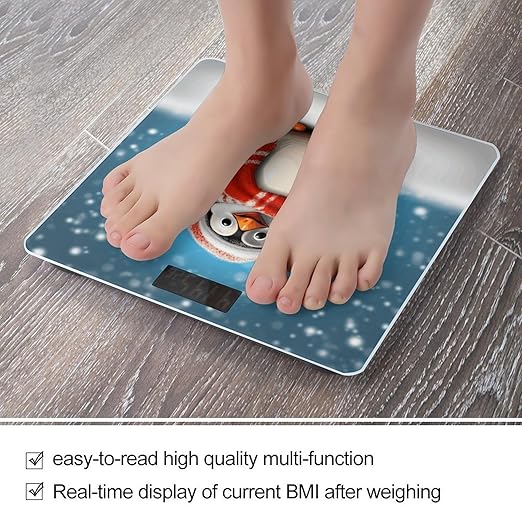 Christmas Funny Penguin Weight Scale Large Bathroom Scales Digital Weight with Bright LED Display Non Slip Automatic Weighing Scale Fashion Weighing Machine for Body