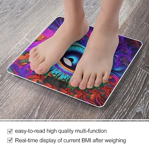 Psychedelic Eyes Scale for Body Weight Sturdy Tempered Glass Weighing Scales with LCD Display Accurate Digital Bathroom Scale Convenient Body Fat Smart Scales 400lb