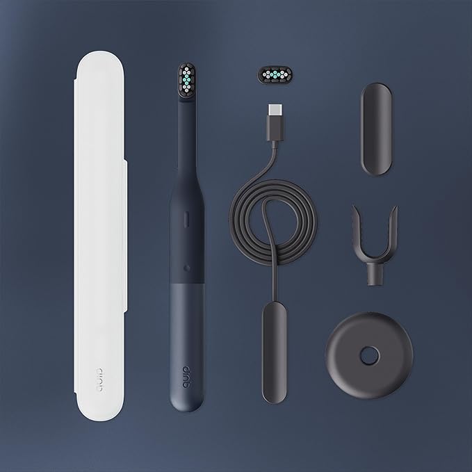 Quip Ultra Lite Sonic Electric Toothbrush Slim Lightweight Design 3 Brushing Modes 15X More Plaque Removal Pressure Sensor &amp 30-Day Battery Ash
