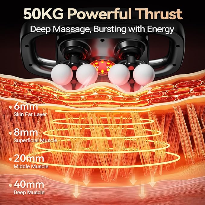 Gurui 12 Heads Massage Gun Deep Tissue with 3 Model &amp 30 Levels Cordless Quiet Back Massager for Pain Relief Deep Tissue Neck Massager Birthday Gifts for Men