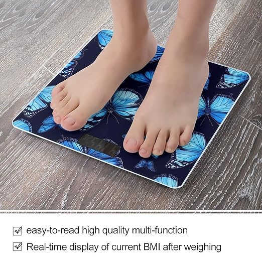 Digital Bathroom Weighing Scale Energy Saving Scale Smart Scale for Body Weight Beautiful Butterflies Blue Butterfly