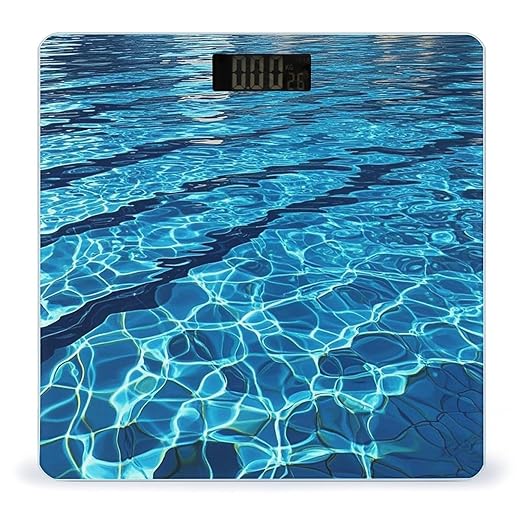 Blue Swimming Pool Scale for Body Weight Highly Accurate Digital Bathroom Body Scale Digital Bathroom Scales for People Anti-Slip Large LCD Display Smart Scales