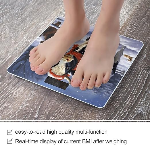Christmas Snow Cow Weight Scale for Body Weight Digital Bathroom Scale High Capacity Accurate Digital Weighing Scales and Easy-to-Read on Backlit LCD Display Scales