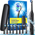 TEETHEORY Rotating Electric Toothbrush for Adults with 8 Brush Heads (2 Types) 4 Modes Deep Clean Electric Toothbrush with Rechargeable Power and 2 Min Smart Timer (1- Black with travelcase)