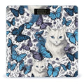 Blue Butterfly and White Cat Scale for Body Weight Accurate Digital Bathroom Scale Toughened Glass High Precision Scales Smart Weight Scales with Large LCD Backlight Display Weighing Machine