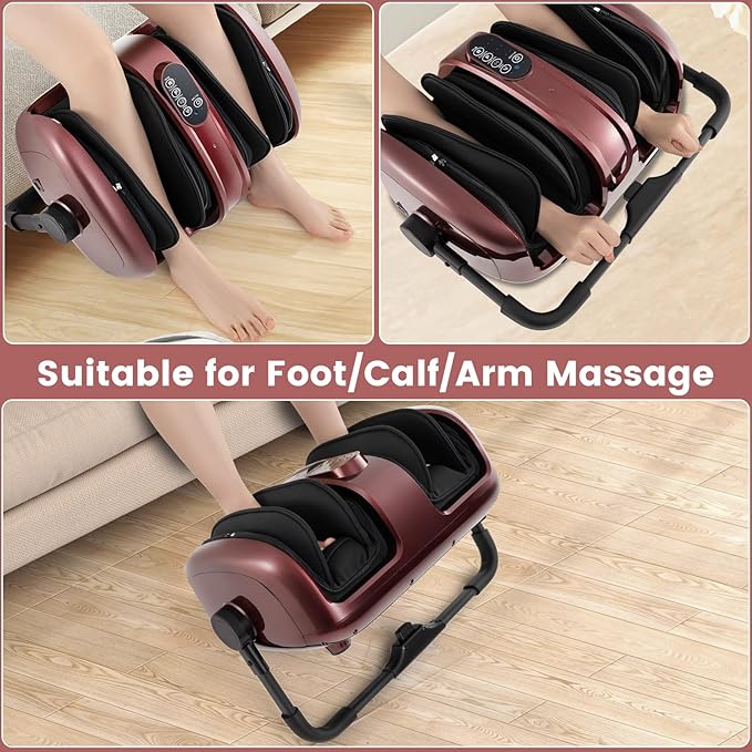 Giantex Foot Massager with Heat Calf Massager with Remove Control 2 Vibration Options 5 Mode &amp 5 Compression Intensity 360°Adjustable Stand Shiatsu Foot Massage Machine for Calf Arm Relax (Re
