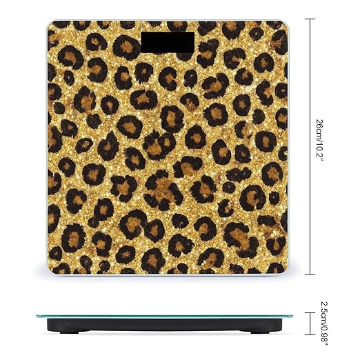 Smart Scale for Body Weight Digital Bathroom Weighing Scale Energy Saving Scale Black Gold Glitter Wild Chic Animal Cheetah Leopard Ptint