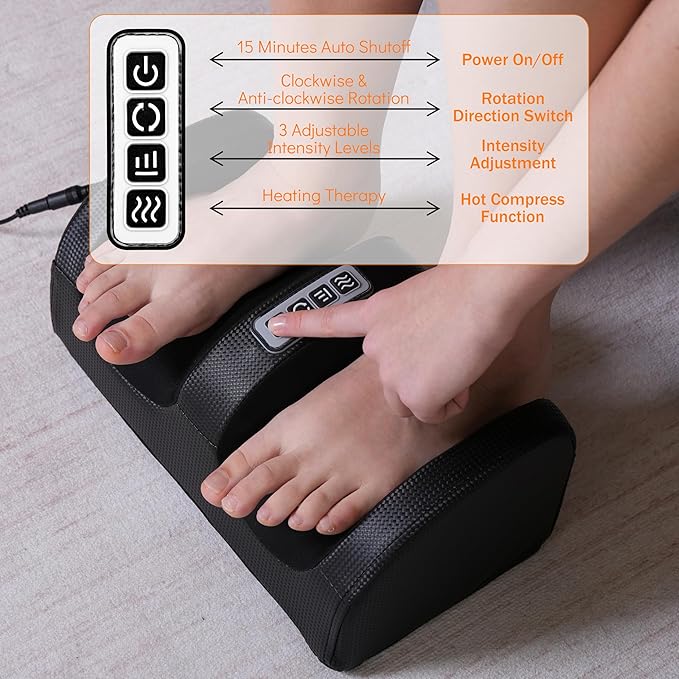 DAEYEGIM ZenActive Shiatsu Foot Massager with Heat Comfort Foot &amp Calf Massage Roller Deep Tissue Massager Gifts for Mom &amp Dad - Intensity Mode