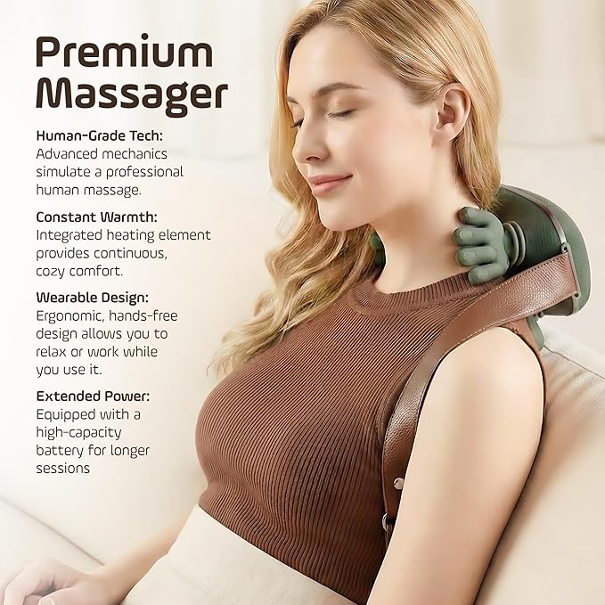 Bionic Heated Shiatsu Massager 4D Deep Tissue Kneading Electric Portable Neck and Back Muscle Relaxation