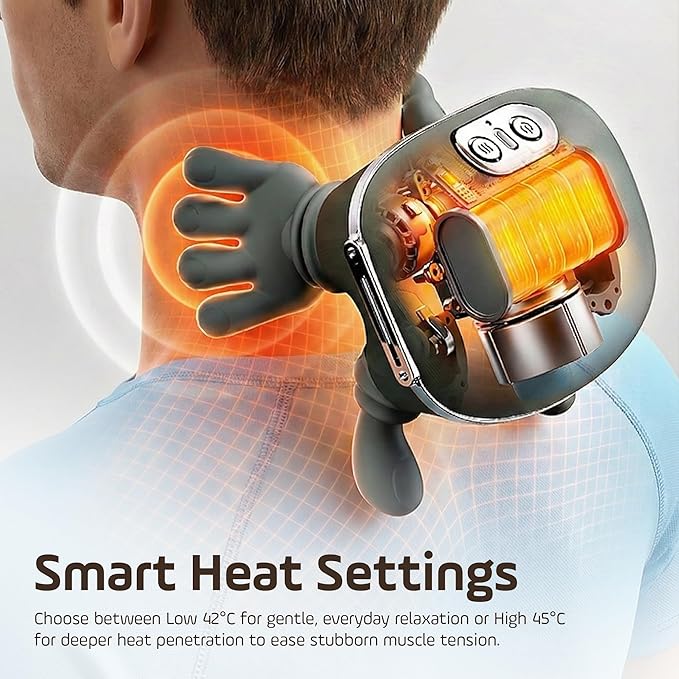 Bionic Heated Shiatsu Massager 4D Deep Tissue Kneading Electric Portable Neck and Back Muscle Relaxation