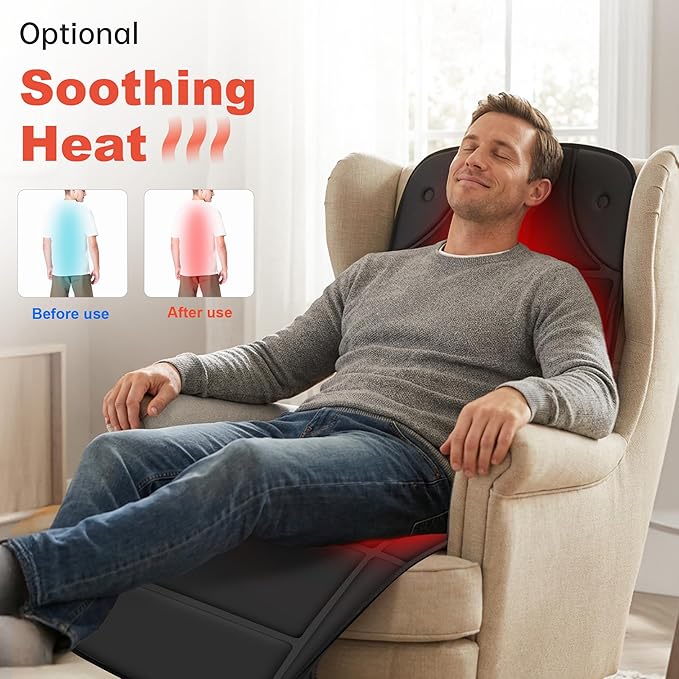 CILI Massage Mat Full BodyMassager Chair Pad10 Vibration Motors &amp 5 Massage ModesBack Massager for BedMassage Mattress Pad for BackHeating Pad with Auto Shut Off