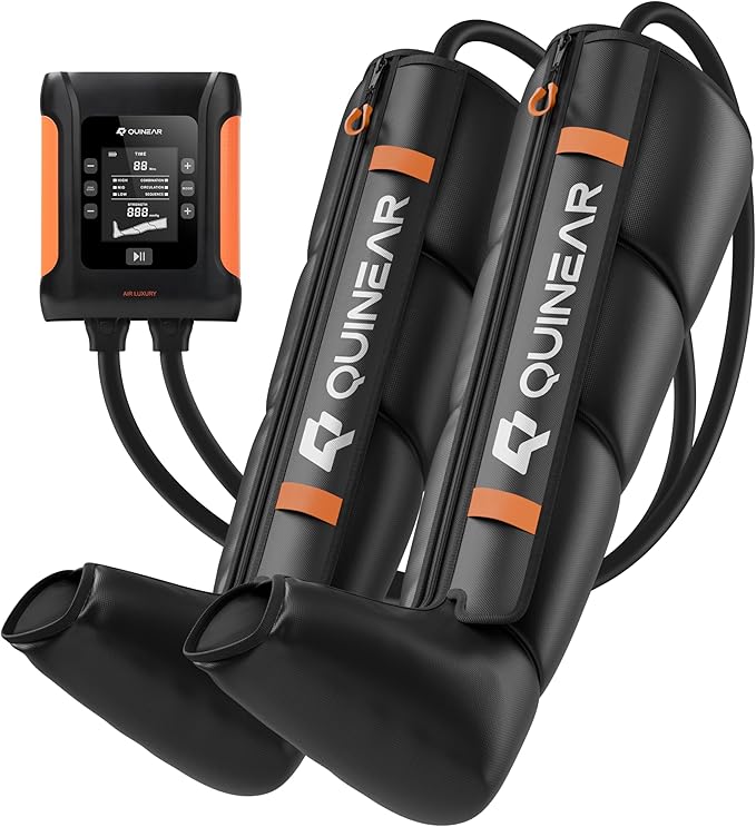 QUINEAR Professional Leg Recovery System Cordless Air Compression Boots with Sequential Compression Leg and Foot Massager Fast Recovery Therapy for Athletes FSA-HSA Eligible (Large)