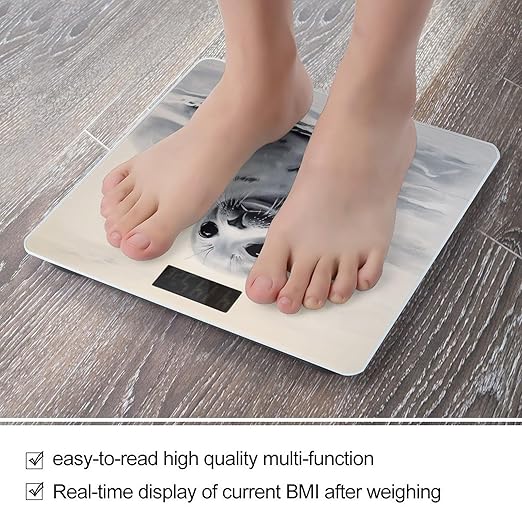 Harp Seal Painting Bathroom Scale Rounded Smart Scale for Body Weight Automatic Power On/Off Weight Scales Accurate Bathroom Digital Scales for Pet Home Bedroom Kitchen