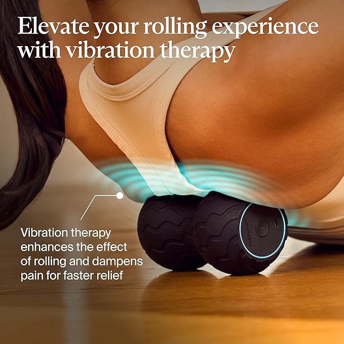 TheraGun Therabody WaveDuo - Ergonomically Contoured Foam Roller - Bluetooth Enabled Muscle Roller for Your Back Neck &amp Spine with 5 Customizable Vibration Frequencies in Therabody App