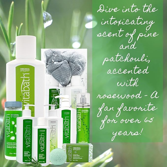 Vitabath Original Spring Green Moisturizing Gelee Bar Soap All Over Gentle Foaming Cleanser &amp Hydrating Solid Body Wash - Nourish &amp Rejuvenate All Skin Types Women &amp Men - 8oz (Pack of 3)