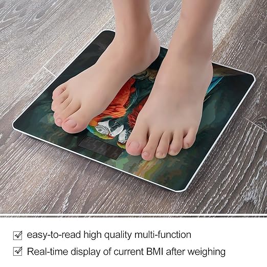 Two Colored Parrots Bathroom Scale Ultra-Bright Liquid Crystal Screen Weight Scale Accurate Bathroom Body Scales for Body Weight Bathroom Pet Home Bedroom Gift-Giving