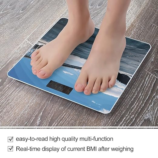 Mackinac Suspension Bridge Scale for Body Weight Anti-Slip Digital Bathroom Scale Sturdy Toughened Glass Weighing Scales High Precision Safe Rounded Corners Smart Scales