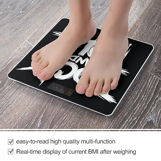 Automatic Switch Digital Bathroom Weighing Scale Smart Scale for Body Weight Black and White Rock and Roll Tattoo Print