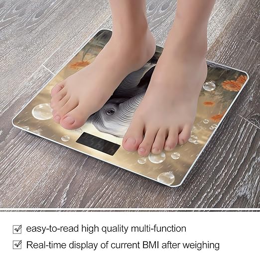 Cute Elephant Play Bathroom Scale Large LCD Backlight Display Digital Scale Rounded Corners Body Scales Automatic Power On/Off Bathroom Scales for Home Bedrooms