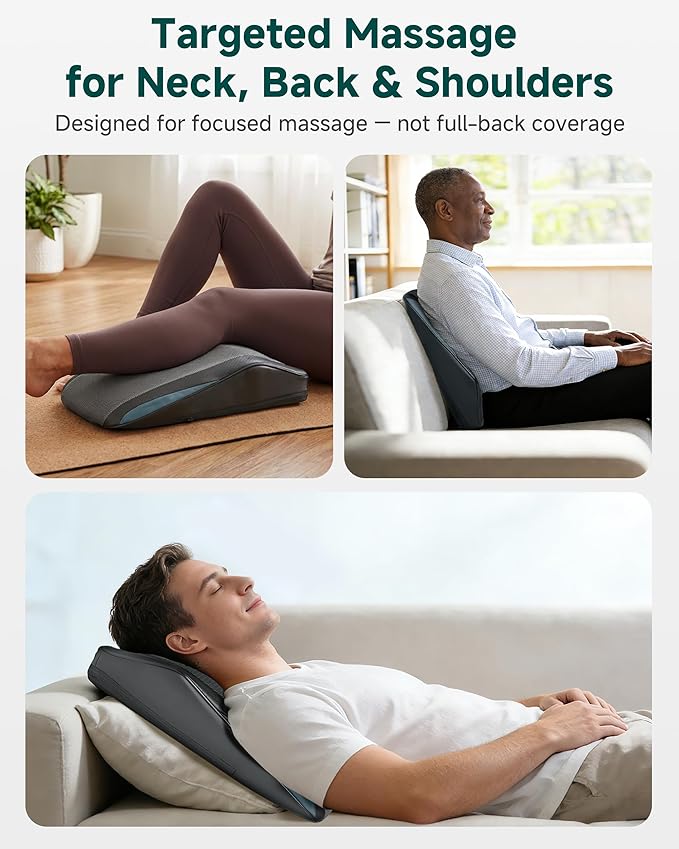Snailax Back Massager for Back Pain Deep Tissue Shiatsu Neck Back Massager with Heat 3D Kneading Chair Massage Pillow Neck Shoulder Massage Gifts for Mom Dad Women