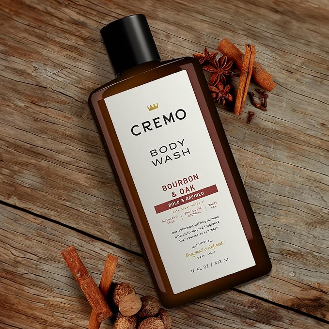 Cremo Rich-Lathering Bourbon &amp Oak Body Wash A Sophisticated Blend of Distillers Spice16 Fl Oz (2-Pack) Packaging may vary
