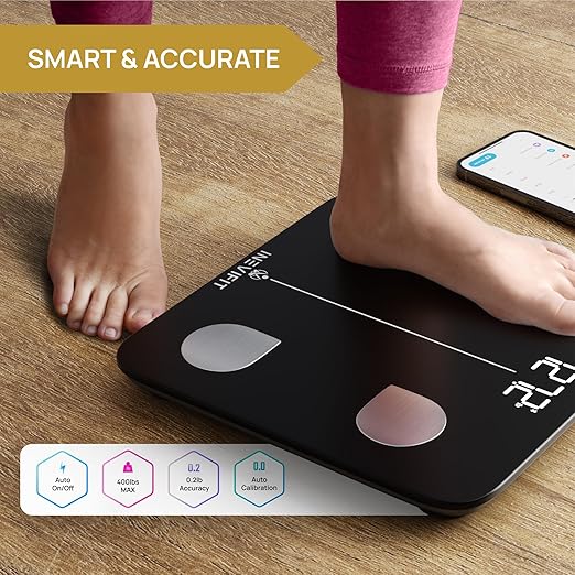 INEVIFIT Smart Body Fat Scale Highly Accurate Bluetooth Digital Bathroom Body Composition Analyzer Measures Weight Body Fat Water Muscle Visceral Fat &amp Bone Mass for Unlimited Users